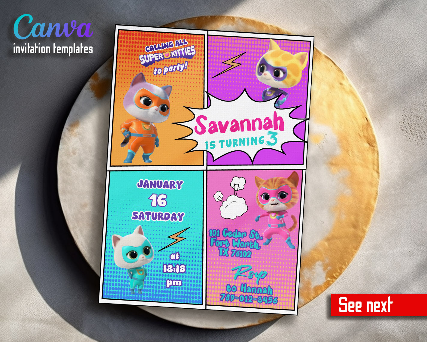 SuperKitties  customizable invitation template | Share or Print |  | CT247