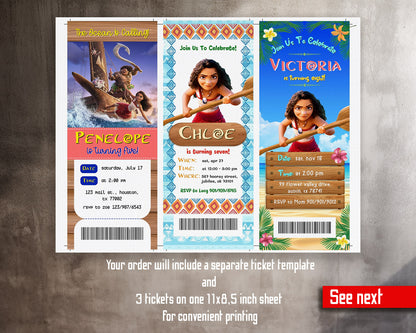 Moana Princess customizable invitation template | Share or Print | girl | XX628