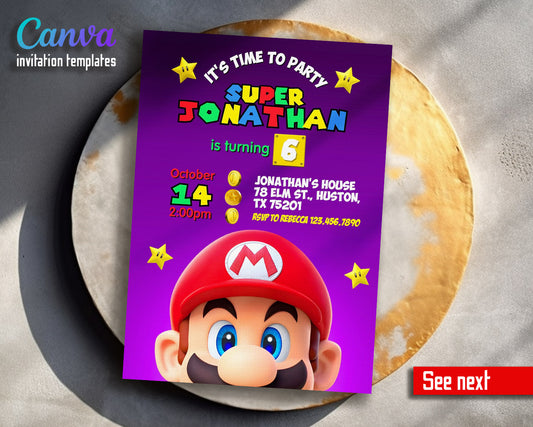 Super Mario Bros  customizable invitation template | Share or Print |  | CU452