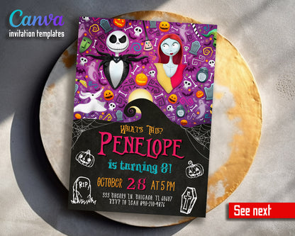 The Nightmare Before Christmas Halloween customizable invitation template | Share or Print |  | LY898