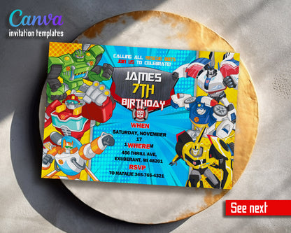 Transformers Rescue Bots  customizable invitation template | Share or Print | boy | TX697