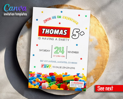 Lego  customizable invitation template | Share or Print |  | OG174