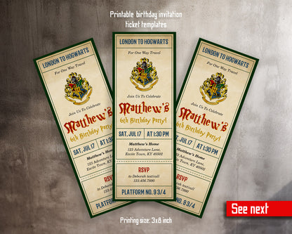 Harry Potter Hogwarts customizable invitation template | Share or Print |  | GL618