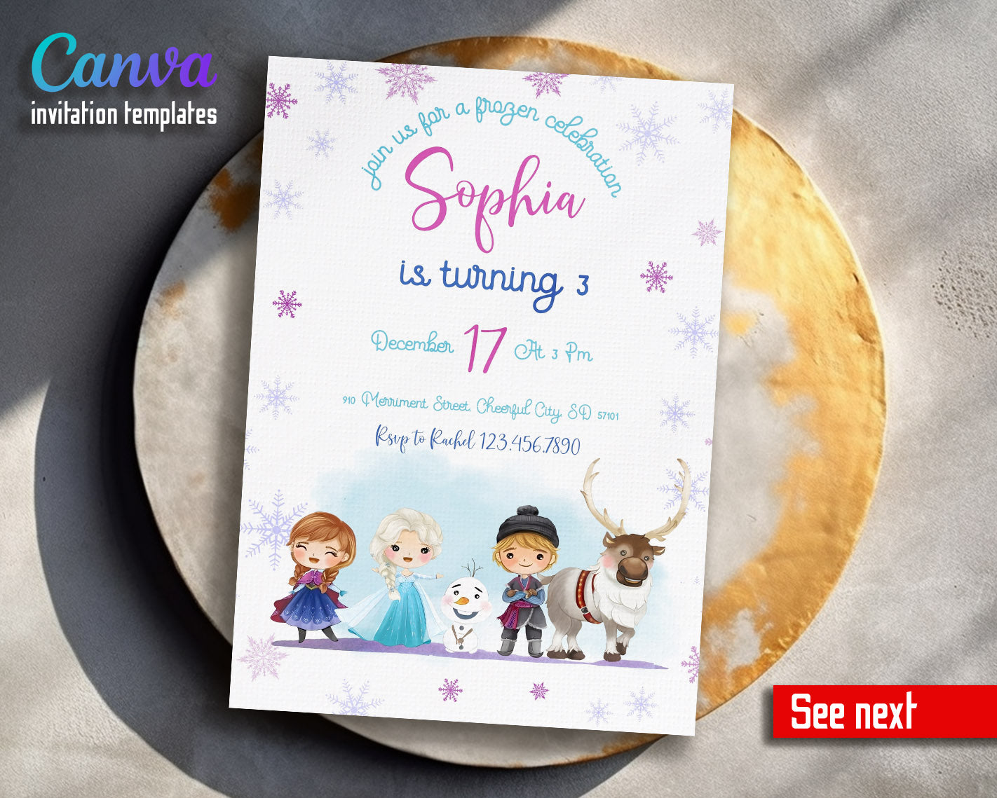 Frozen Elsa  customizable invitation template | Share or Print | girl | CL922