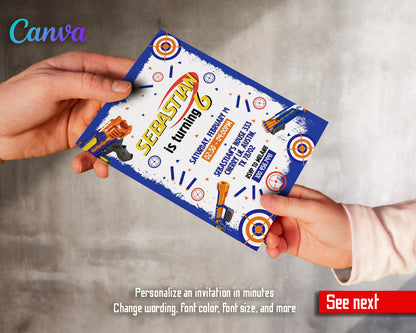 NERF Dart Wars  customizable invitation template | Share or Print | boy | VD149