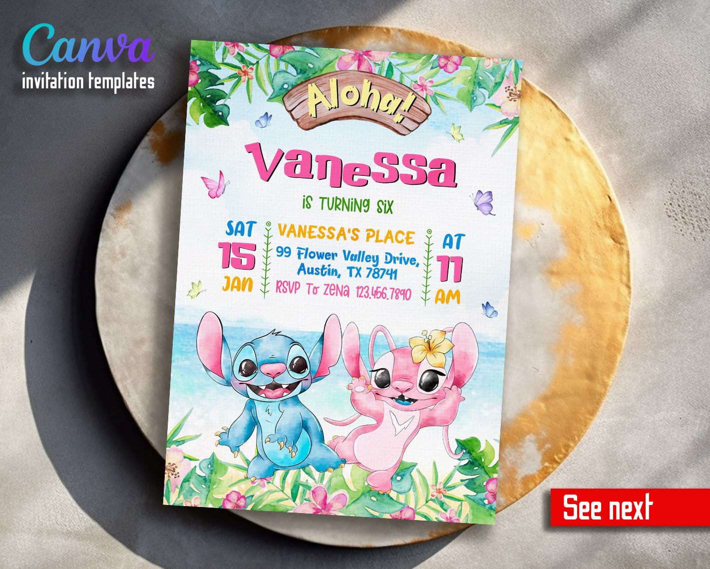 Lilo & Stitch Angel customizable invitation template | Share or Print | girl | BZ263