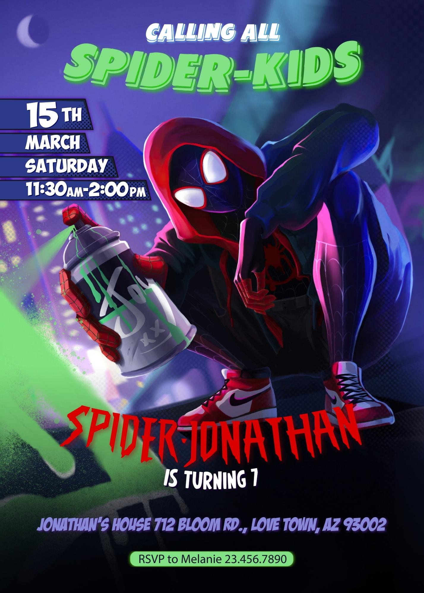 Spiderman Spider Verse customizable invite template boy | instant download | Share or Print | SW754