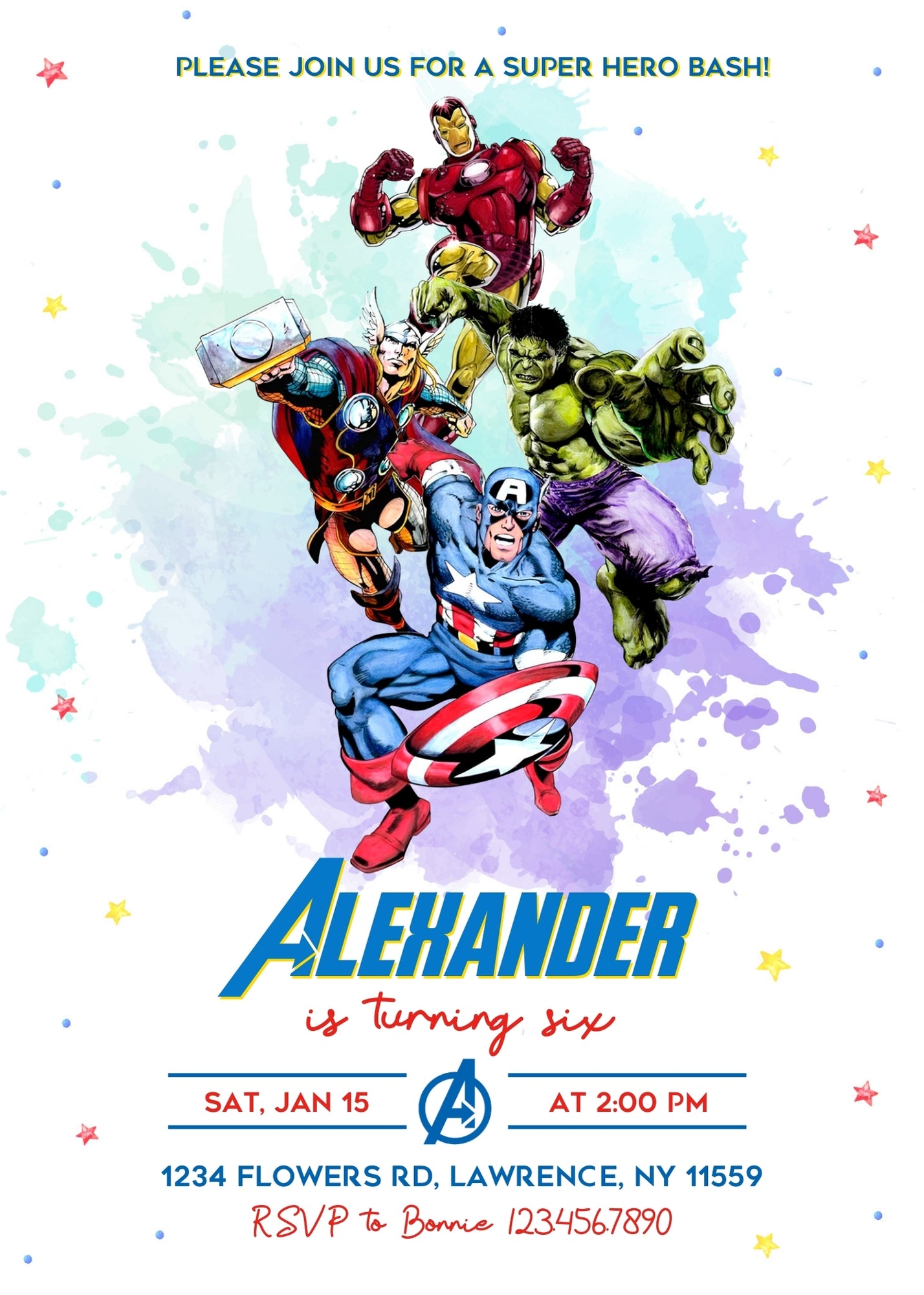 Avengers Marvel Superhero  customizable invitation template | Share or Print | boy | ET361