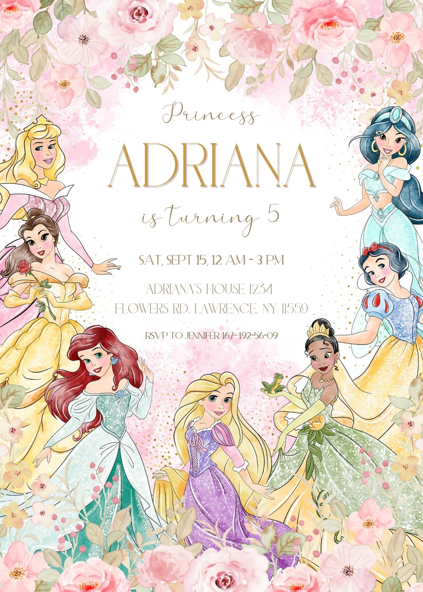 Princess Disney customizable invite template girl | instant download | Share or Print | AK183