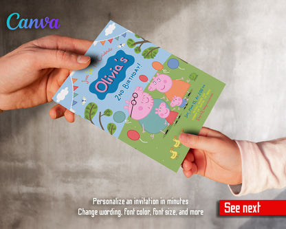 Peppa Pig customizable invitation template | Share or Print | girl | EP754