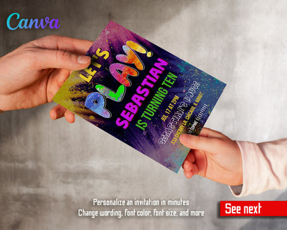 Play Party Gamer customizable invitation template | Share or Print |  | WB957