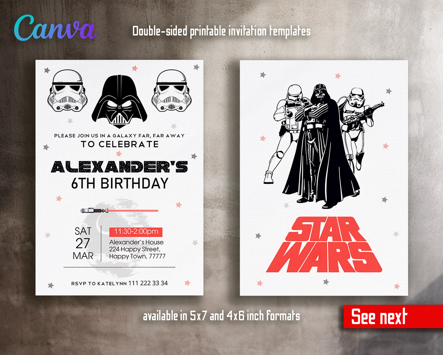 Star Wars Darth Vader  customizable invitation template | Share or Print | boy | GR359