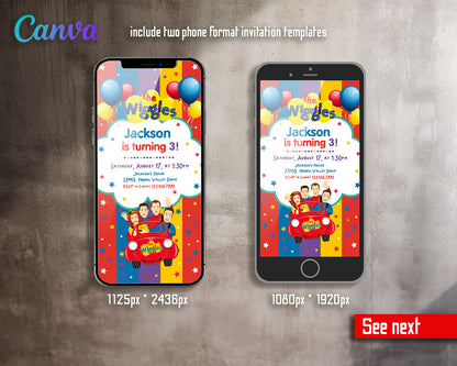 Wiggles One Finger One Thumb customizable invitation template | Share or Print |  | BA069