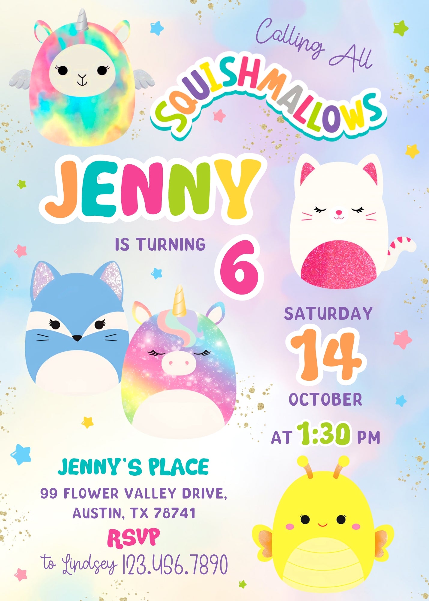 Squishmallows  customizable invitation template | Share or Print |  | HW238