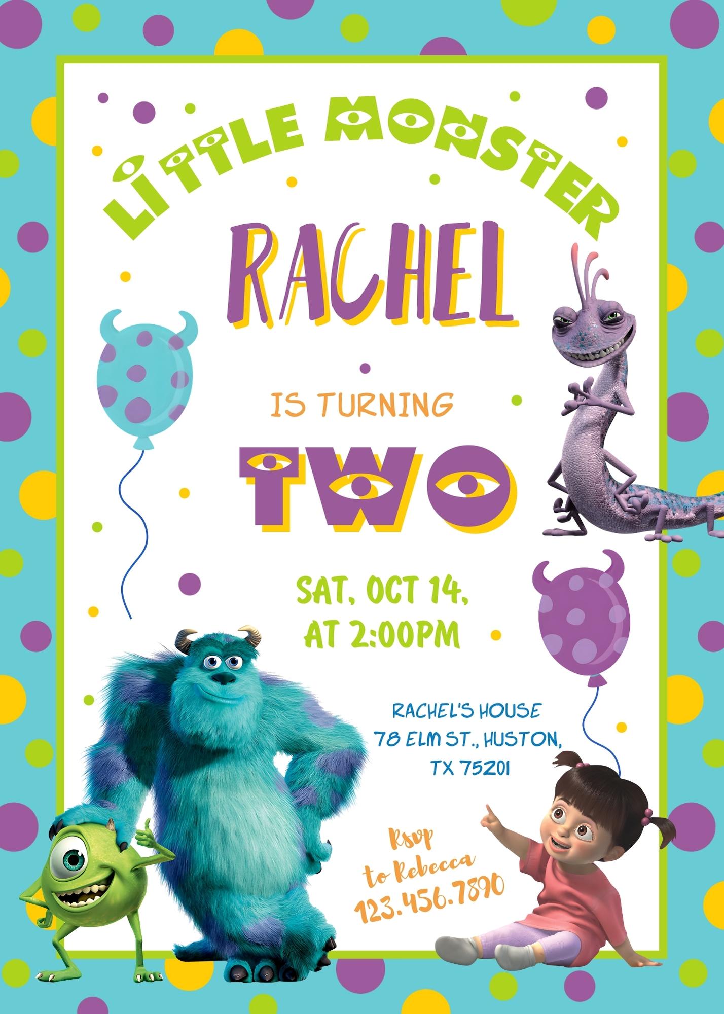 Monsters, Inc.  customizable invitation template | Share or Print |  | YW637