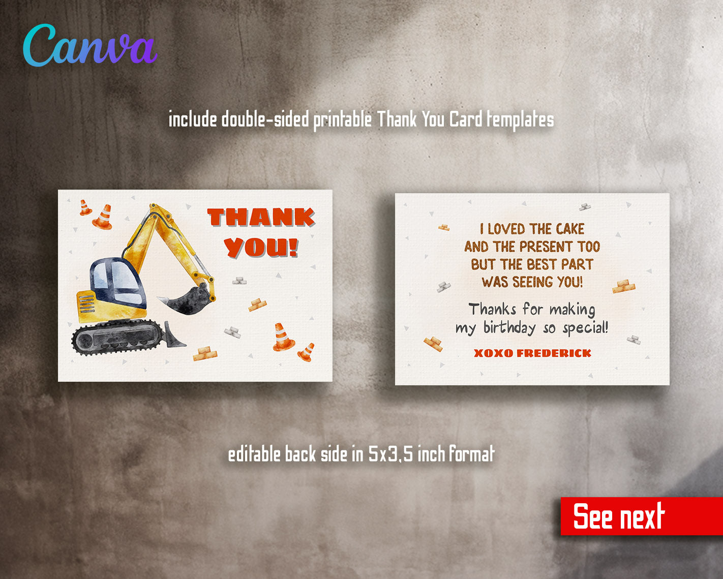 Dump Truck Construction customizable invitation template | Share or Print | boy | ZV125