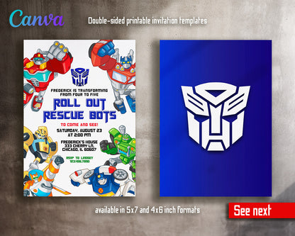 Transformers Rescue Bots  customizable invitation template | Share or Print | boy | BO068