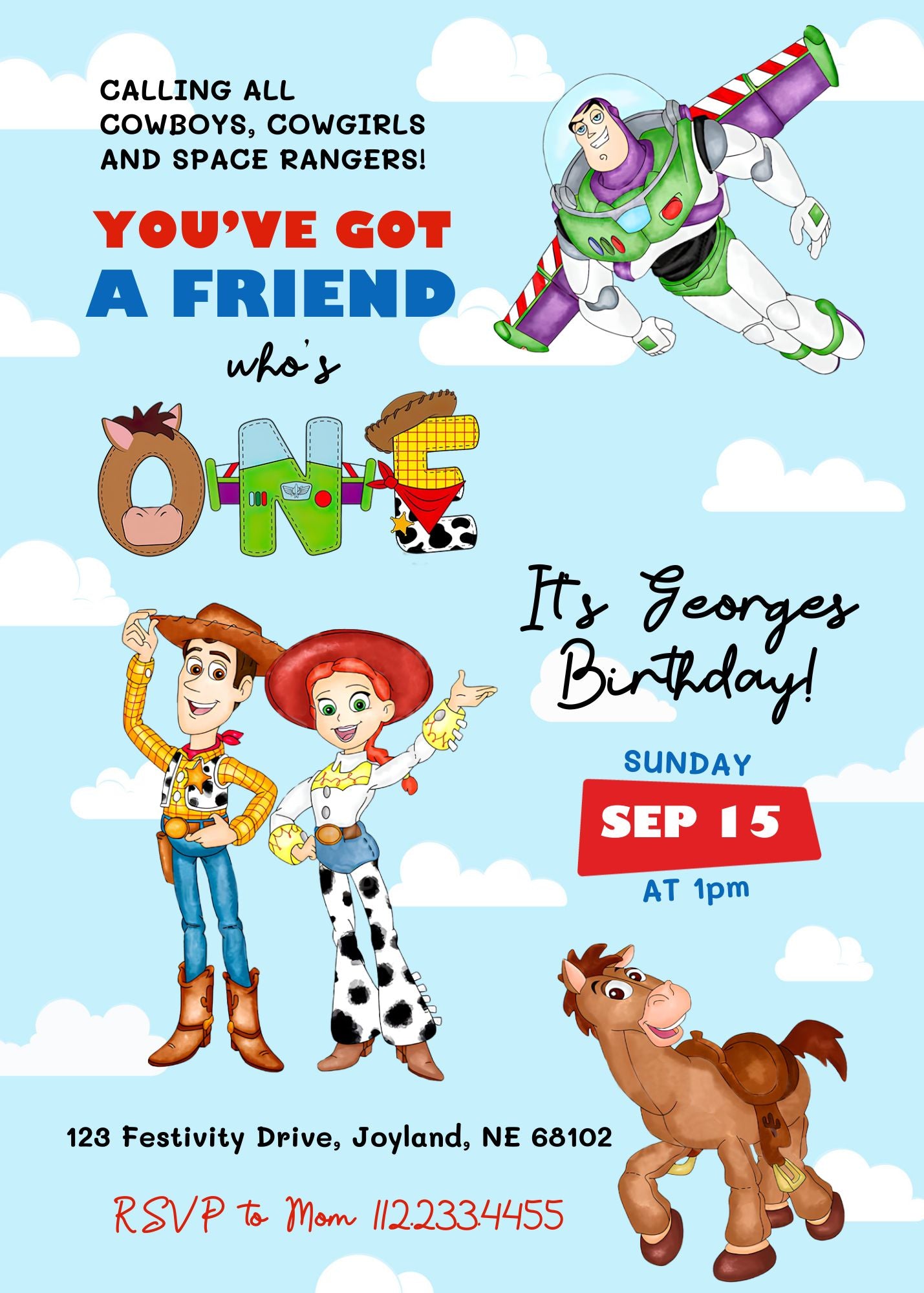 Toy Story Woody  customizable invitation template | Share or Print |  | UH258