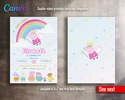 Peppa Pig customizable invitation template | Share or Print | girl | QT639