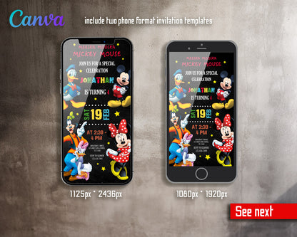 Mickey Mouse and Friends customizable invitation template | Share or Print |  | RK545