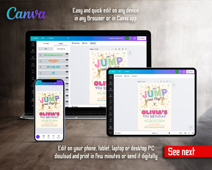 Trampoline Jump Party  customizable invitation template | Share or Print |  | ZE761