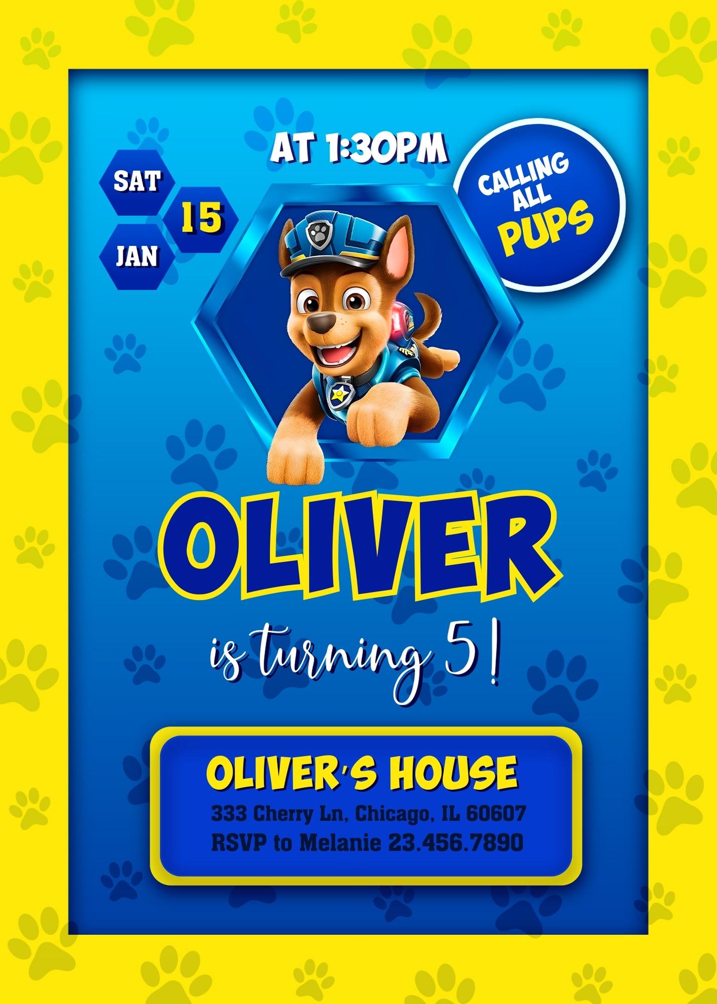 Paw Patrol customizable invite template boy | instant download | Share or Print | EM020