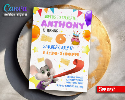 Chuck E. Cheese customizable invitation template | Share or Print |  | GU421