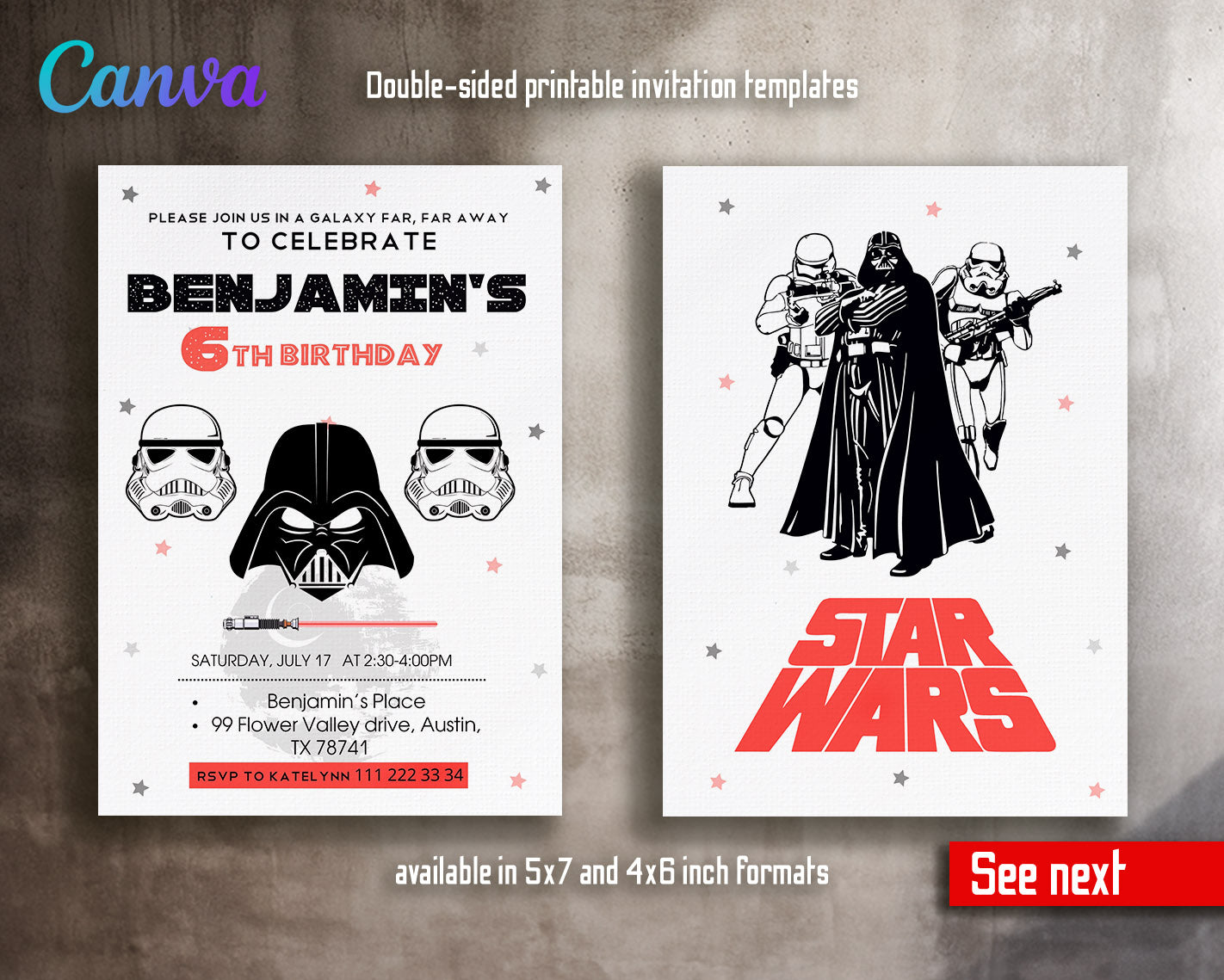 Star Wars Darth Vader  customizable invitation template | Share or Print | boy | MB325