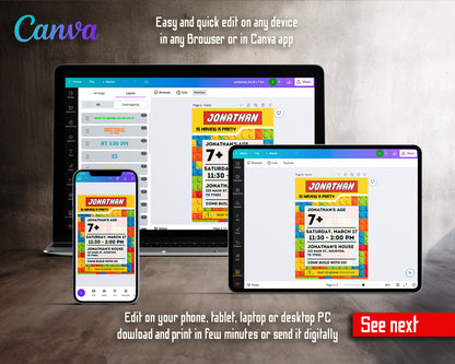 Lego  customizable invitation template | Share or Print |  | EL406