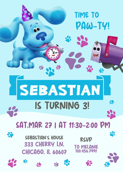 Blue's Clues Puppy customizable invitation template | Share or Print |  | ZZ328