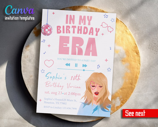 Taylor Swift Eras Tour  customizable invitation template | Share or Print | girl | LW958