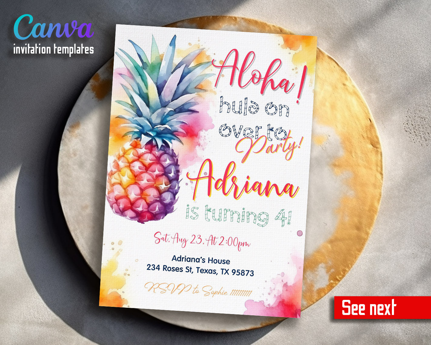 Aloha Luau Party customizable invitation template | Share or Print | girl | WW467