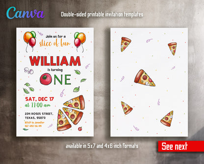 Pizza 1st Party customizable invitation template | Share or Print |  | OX441