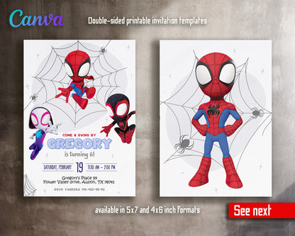 Spidey and His Amazing Friends customizable invitation template | Share or Print | boy | QD433