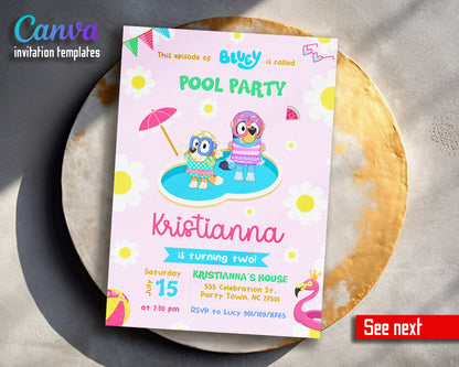 Bluey Bingo Pool customizable invitation template | Share or Print |  | FT953