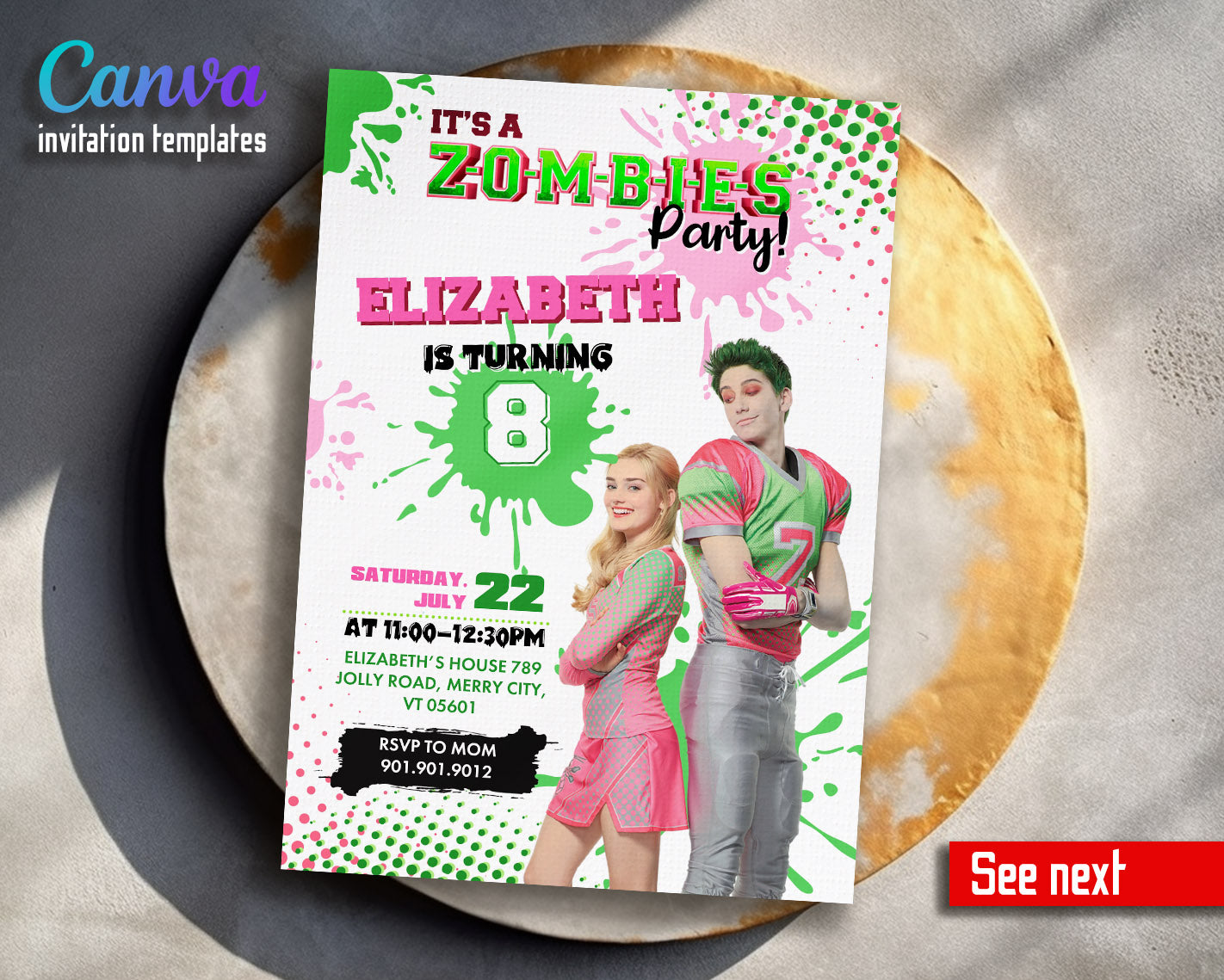 Zombies 3 Halloween  customizable invitation template | Share or Print |  | MC436