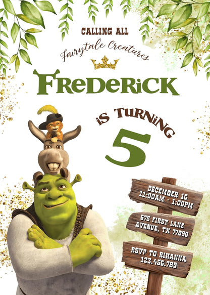 Shrek customizable invitation template | Share or Print |  | JW652