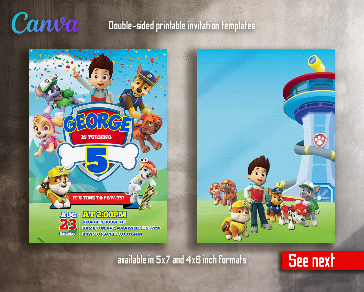 PAW Patrol customizable invitation template | Share or Print | | QY892