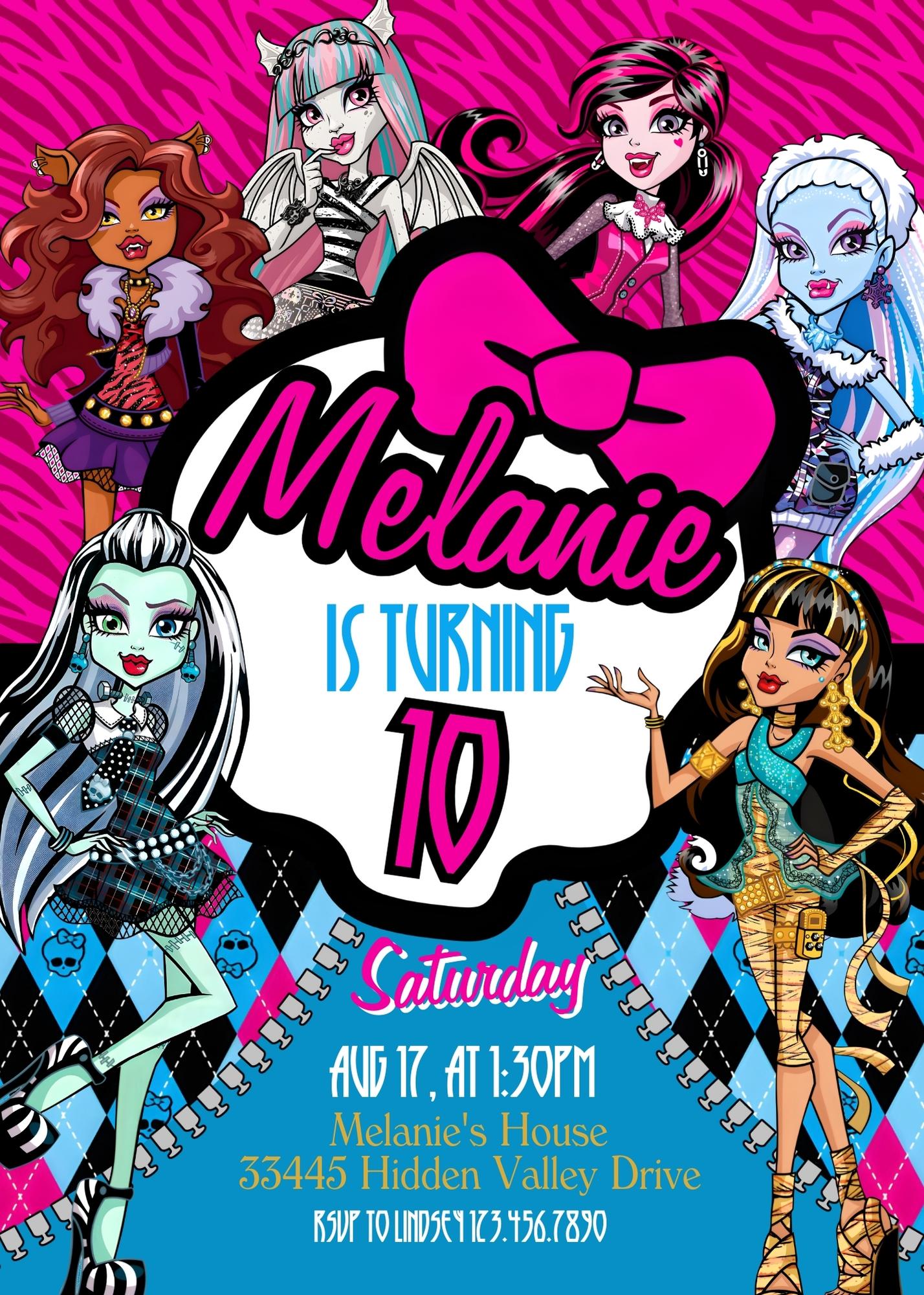 Monster High  customizable invitation template | Share or Print | girl | DE867