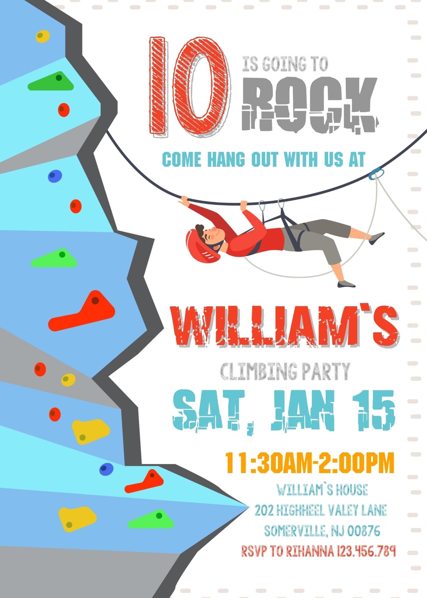 Rock Climbing  customizable invitation template | Share or Print |  | GF398