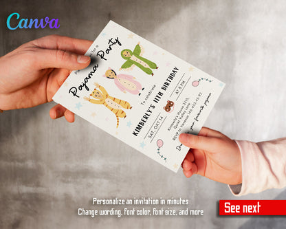 Pajama Sleepover Party customizable invitation template | Share or Print |  | XC247