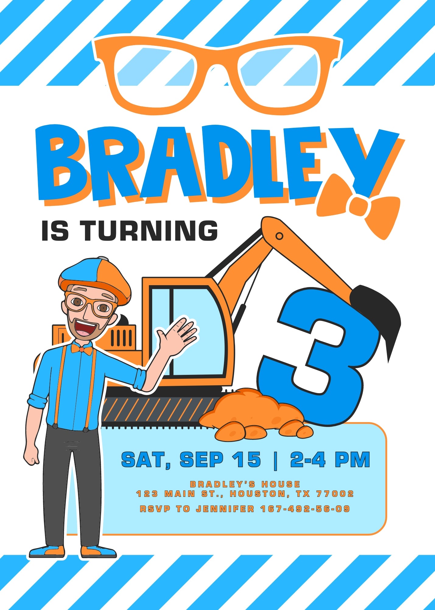 Blippi   customizable invitation template | Share or Print |  | JZ861