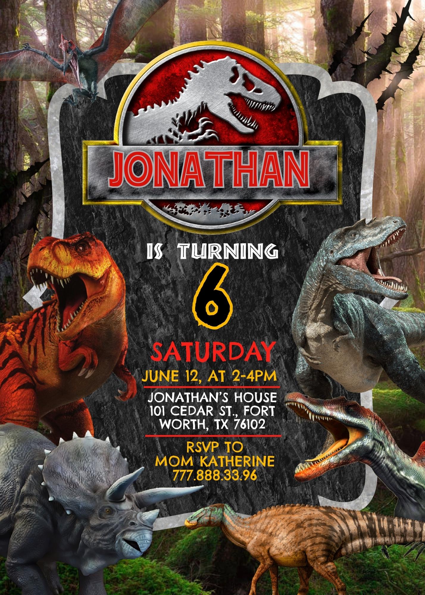 Jurassic Park customizable invite template | instant download | Share or Print | ZC033