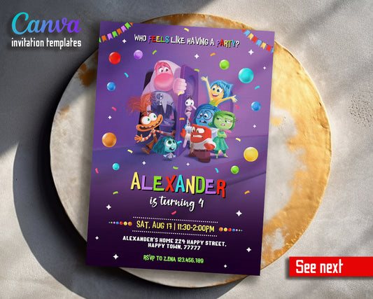 Inside Out 2 customizable invitation template | Share or Print |  | YN285