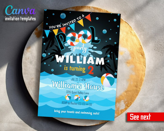 Pool Party customizable invitation template | Share or Print |  | WL783