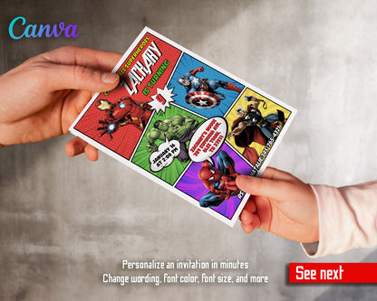 Avengers Marvel Superhero  customizable invitation template | Share or Print | boy | SN539