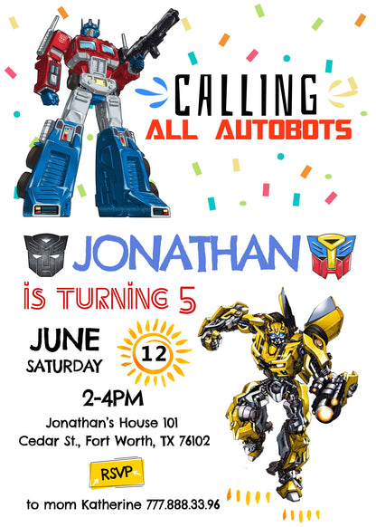 Transformers, Rescue Bots customizable invite template boy | instant download | Share or Print | AL847