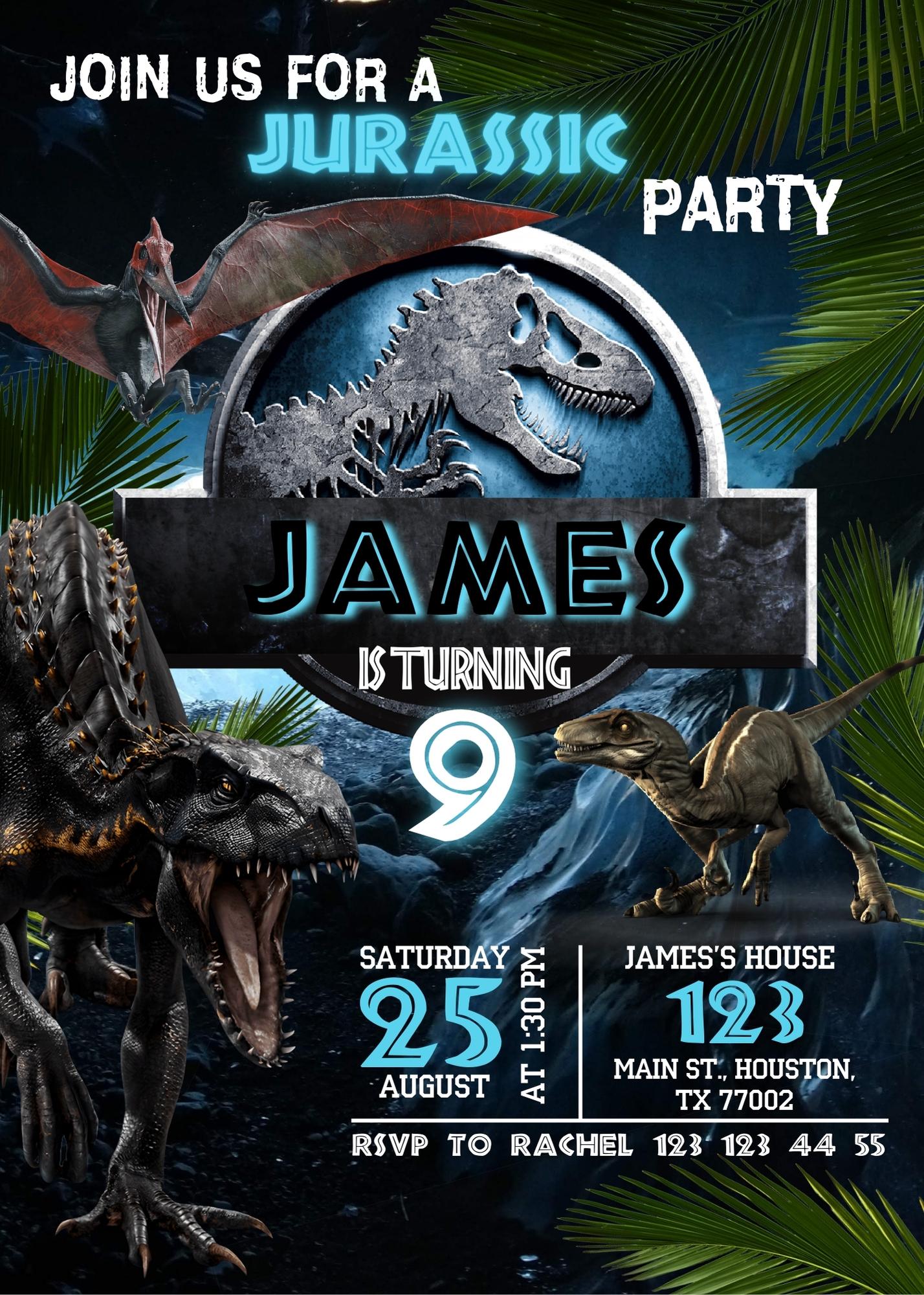 Jurassic Park customizable invite template | instant download | Share or Print | YP517