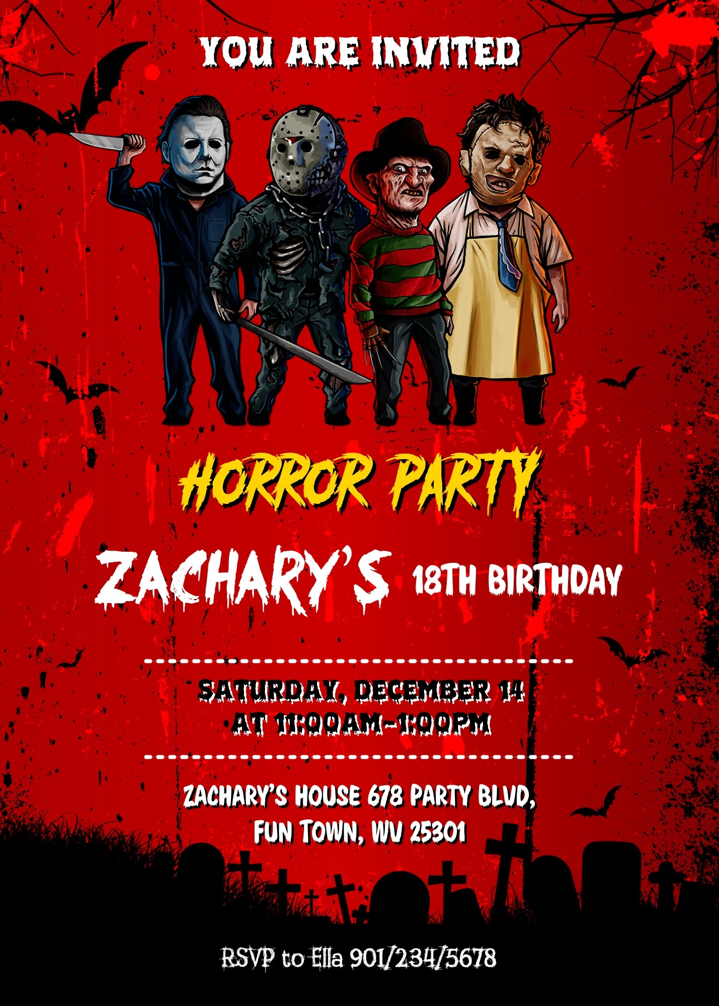 Horror Killer Movie Party  customizable invitation template | Share or Print |  | GI479