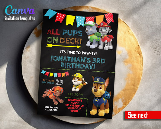 PAW Patrol customizable invitation template | Share or Print | | VR047